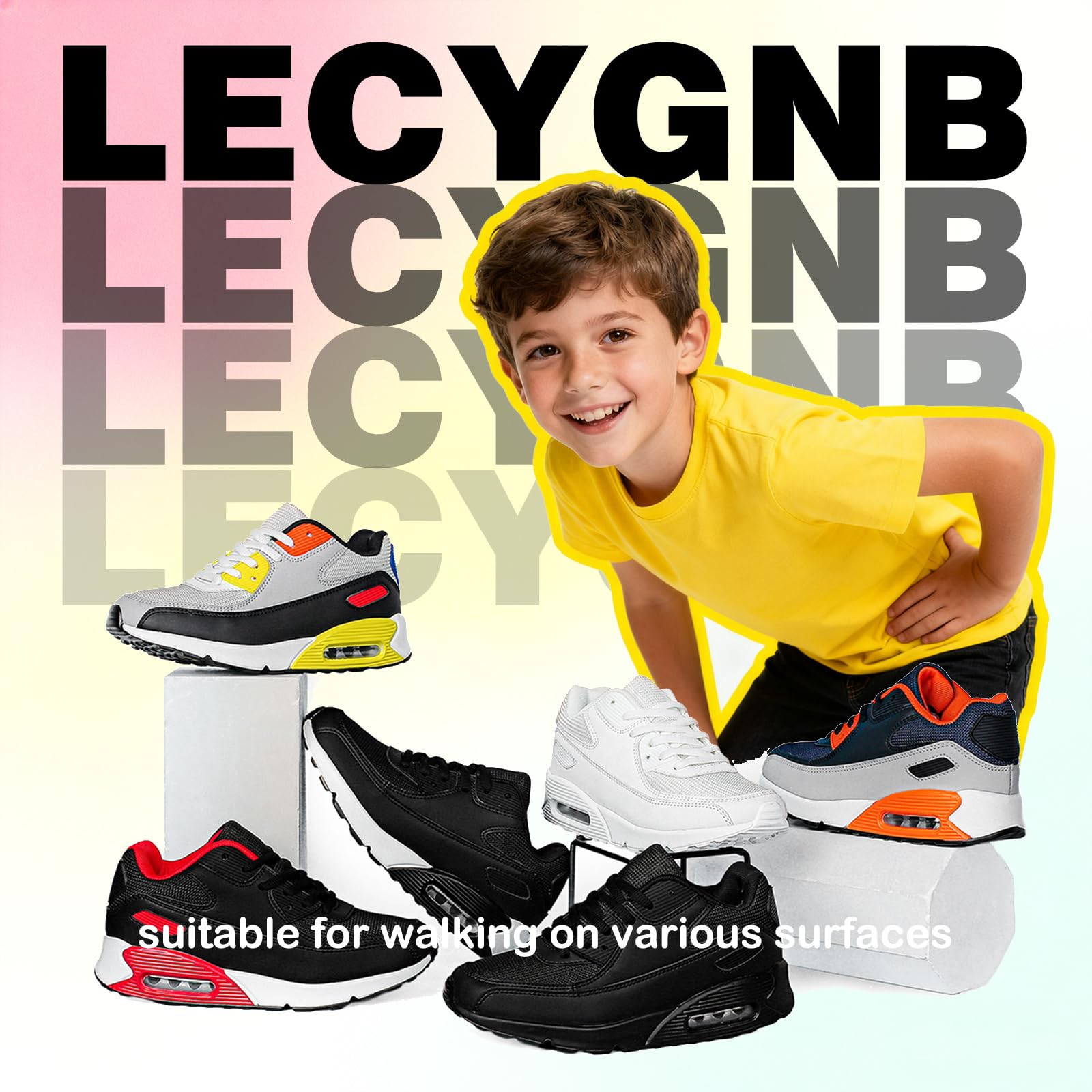 Baskets Garçon Respirant Enfant Chaussures de Course Running Sport Jogging Chaussures de Sports en Salle Fille Low Top Legere Athlétique Sneakers