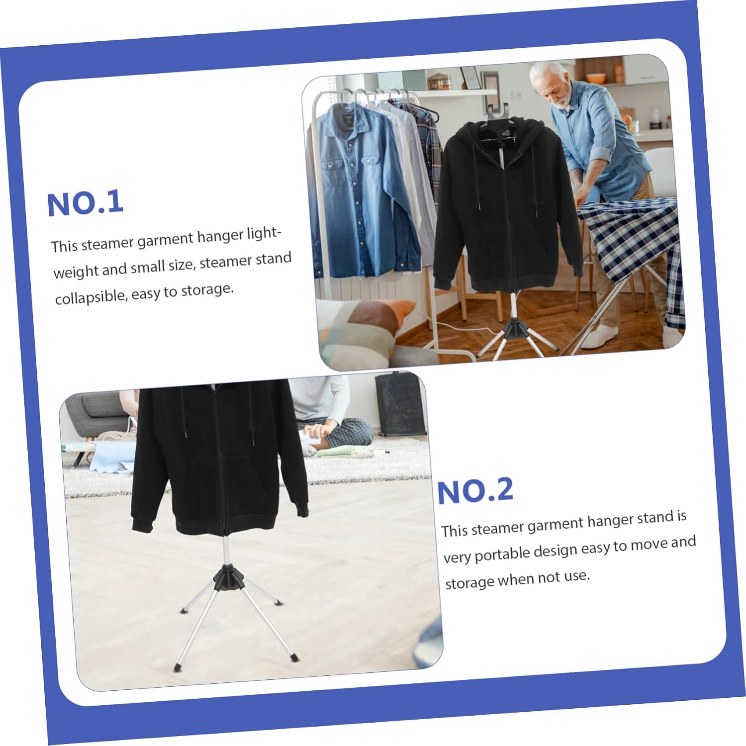 Ipetboom 1Set Foldable Garment Hanger Stand for Handheld Steamers Adjustable Clothes Drying Rack Lightweight and for Organizing Pants Scarves