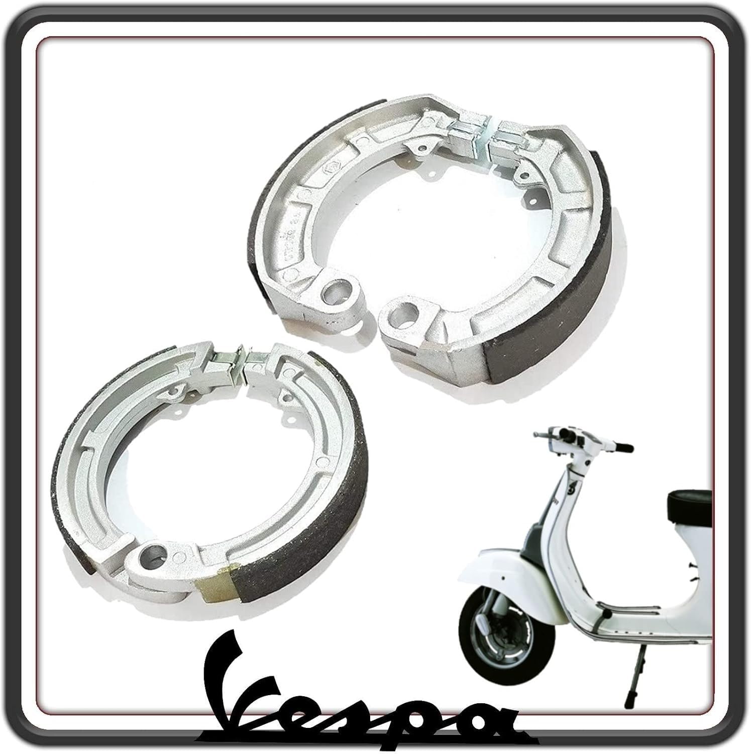 KIT COPPIA GANASCE CEPPI FRENO FRENI ANTERIORE E POSTERIORE PER PIAGGIO VESPA 50 SPECIAL - 125 PRIMAVERA - VESPA 125 ET3 ORIGINALE PIAGGIO.