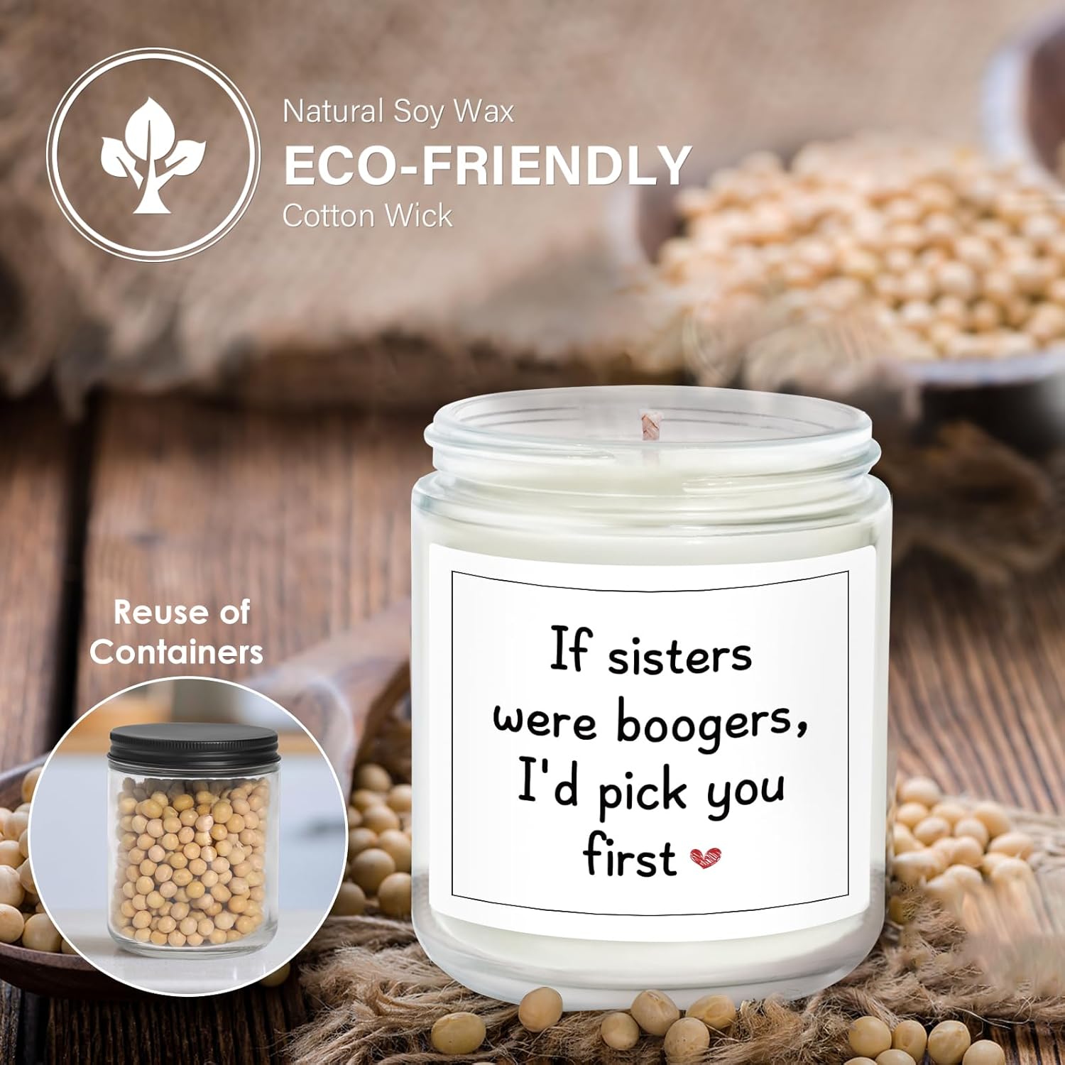 Sister Candle Gifts, Funny Sister Birthday Gifts - Happy Birthday Gift for Sisters from Sisters Brother, Handmade Candle Gift 7oz - Image 6