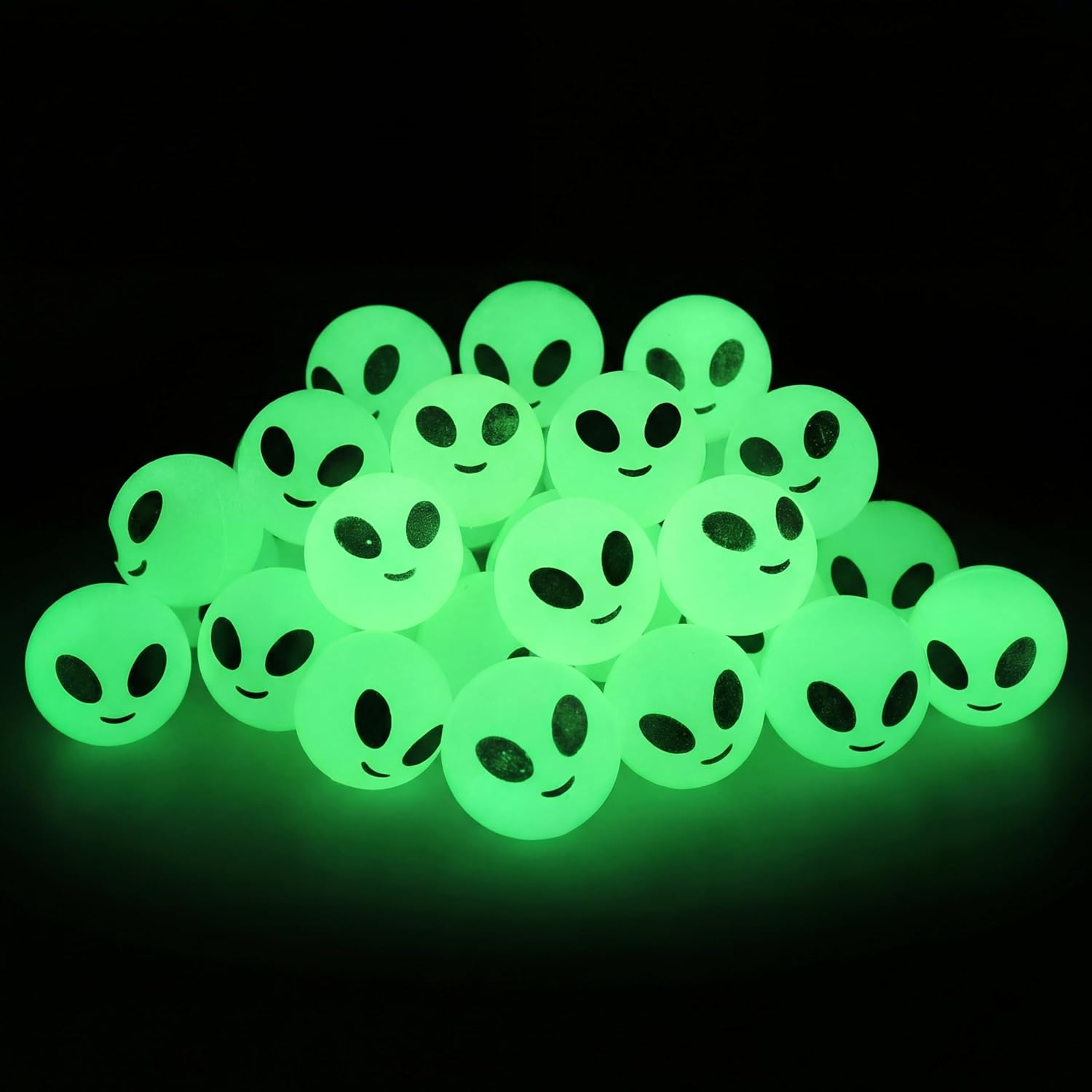 24 Pcs Alien Glow in The Dark Bouncy Balls Aliens Rubber High Bouncing Balls Space Party Favors Easter Toys Halloween Goodie Bag Stuffer Classroom Gifts