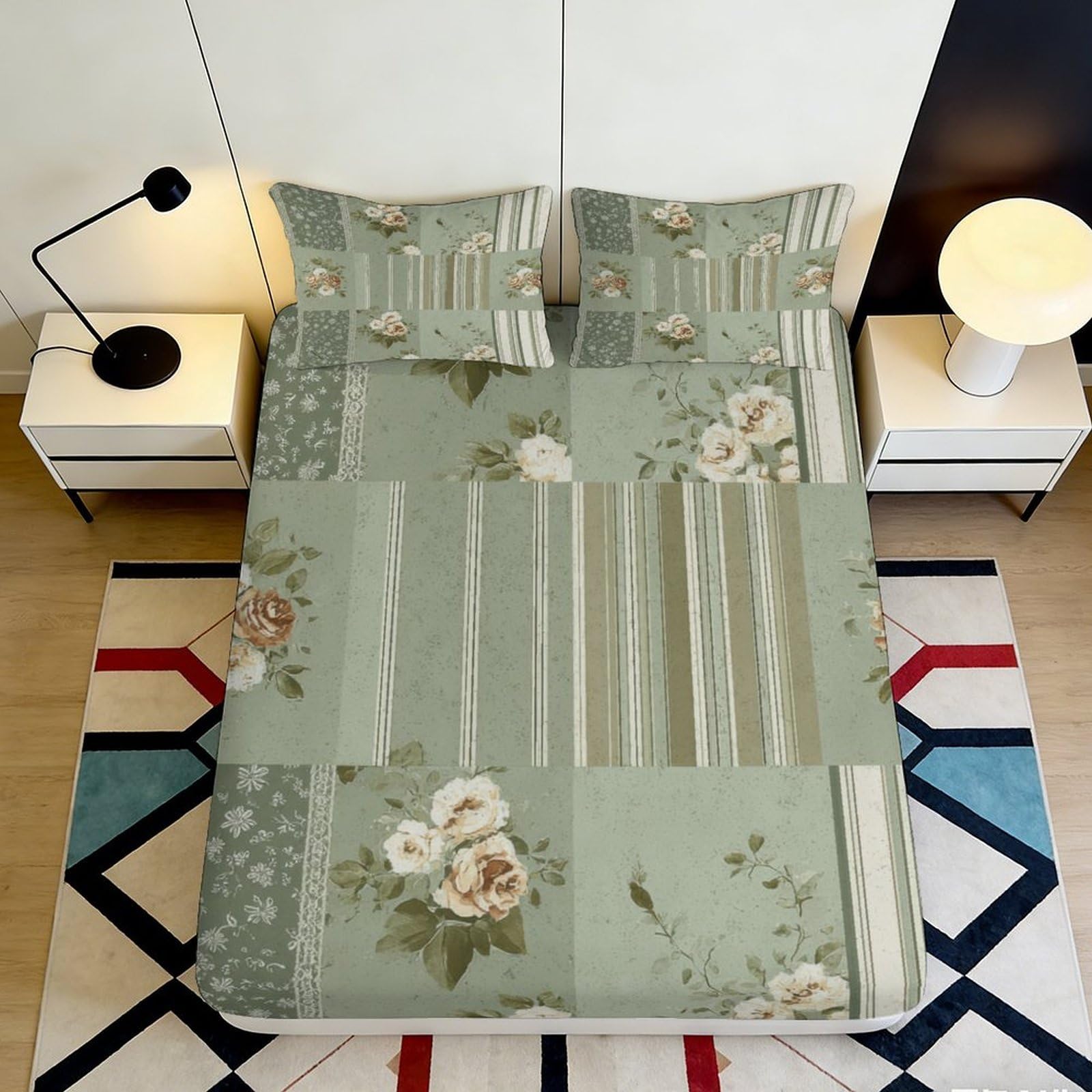 3D Printed Colorful Motorcycle Fitted Sheet Microfiber Deep Pocket Non-Slip Bedroom Bedding Full Wrap Motorcycle Mattress Fitted Cover 160x200x25cm