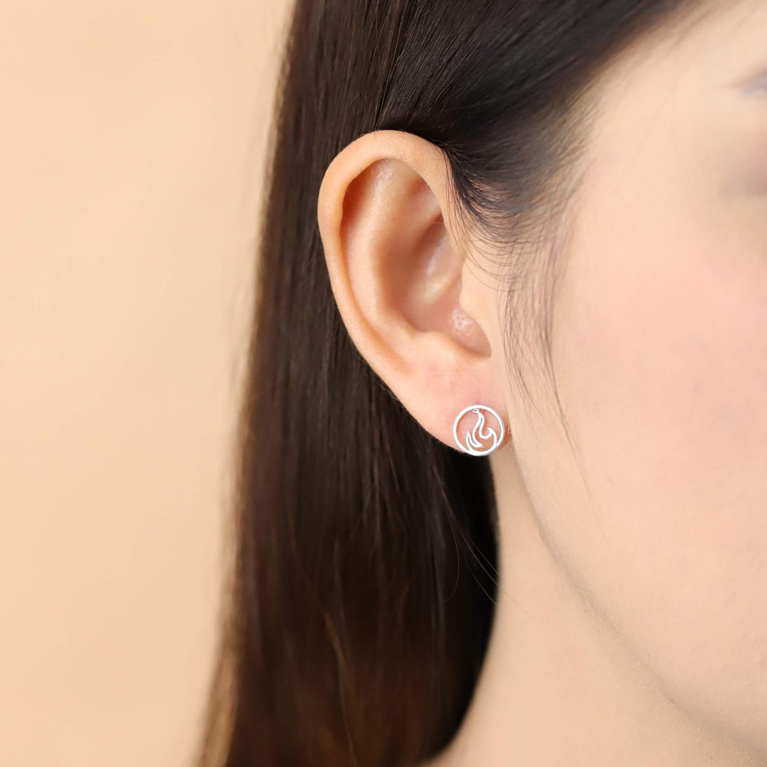 Boma Jewelry Sterling Silver Fire Element Circle Stud Earrings