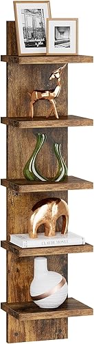 Miniatura 12 de IBUYKE Estantería de pared de 5 niveles, estante vertical blanco, estante flotante de pared, organizador de torre alta, estantería decorativa de