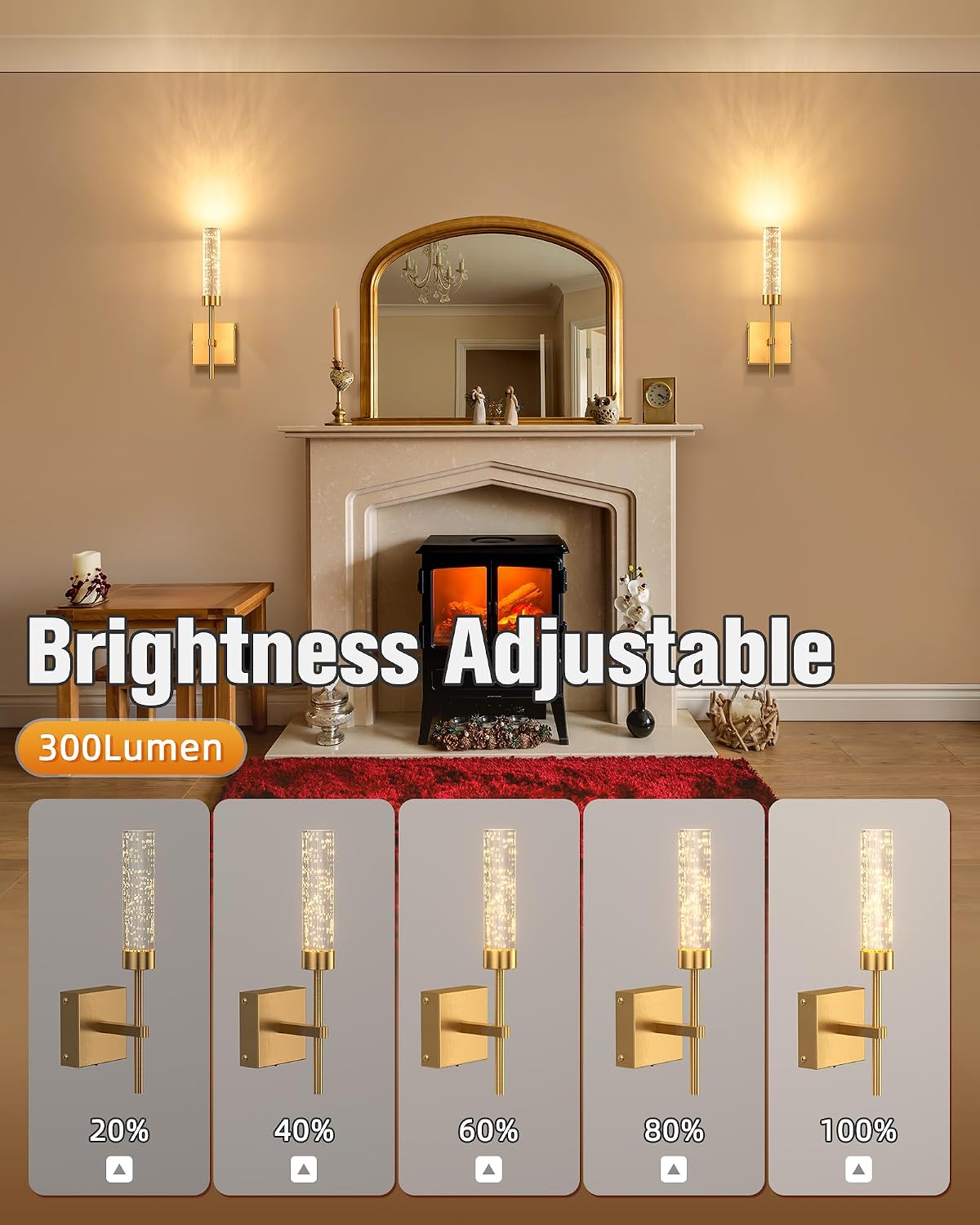 NIORSUN Crystal-Inspired Bubble Wireless Wall Sconces, 10000mAh Battery Operated Wall Sconces Set of 2, 3 Color Temps Rechargeable Wall Lights with Remote, Dimmable Wall Lamp for Living Room Bedroom