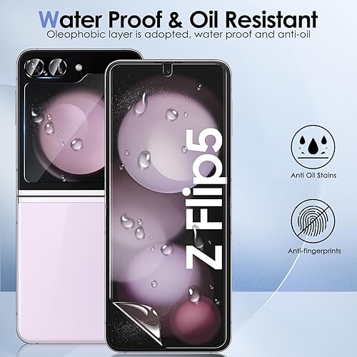 Miniatura 2 de Paquete de 6 protectores de pantalla para Samsung Galaxy Z Flip 5, protector de pantalla interno flexible de TPU + protector de pantalla exterior de