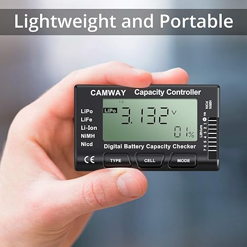 Miniatura 9 de CAMWAY Probador de capacidad de batería digital RC Cellmeter Lipo Probador de batería LCD Controlador de comprobador de batería para LiPo Life