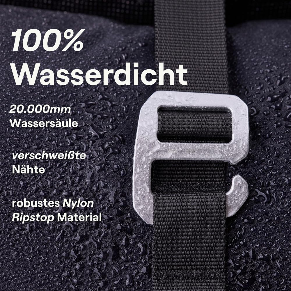 otinga® Flow Rolltop Rucksack Damen & Herren mit 23-27L Volumen & praktischem Laptop Rucksack Fach I Ideal als Fahrradrucksack ohne Gepäckträger I Reflektierender, wasserdichter Rucksack Herren