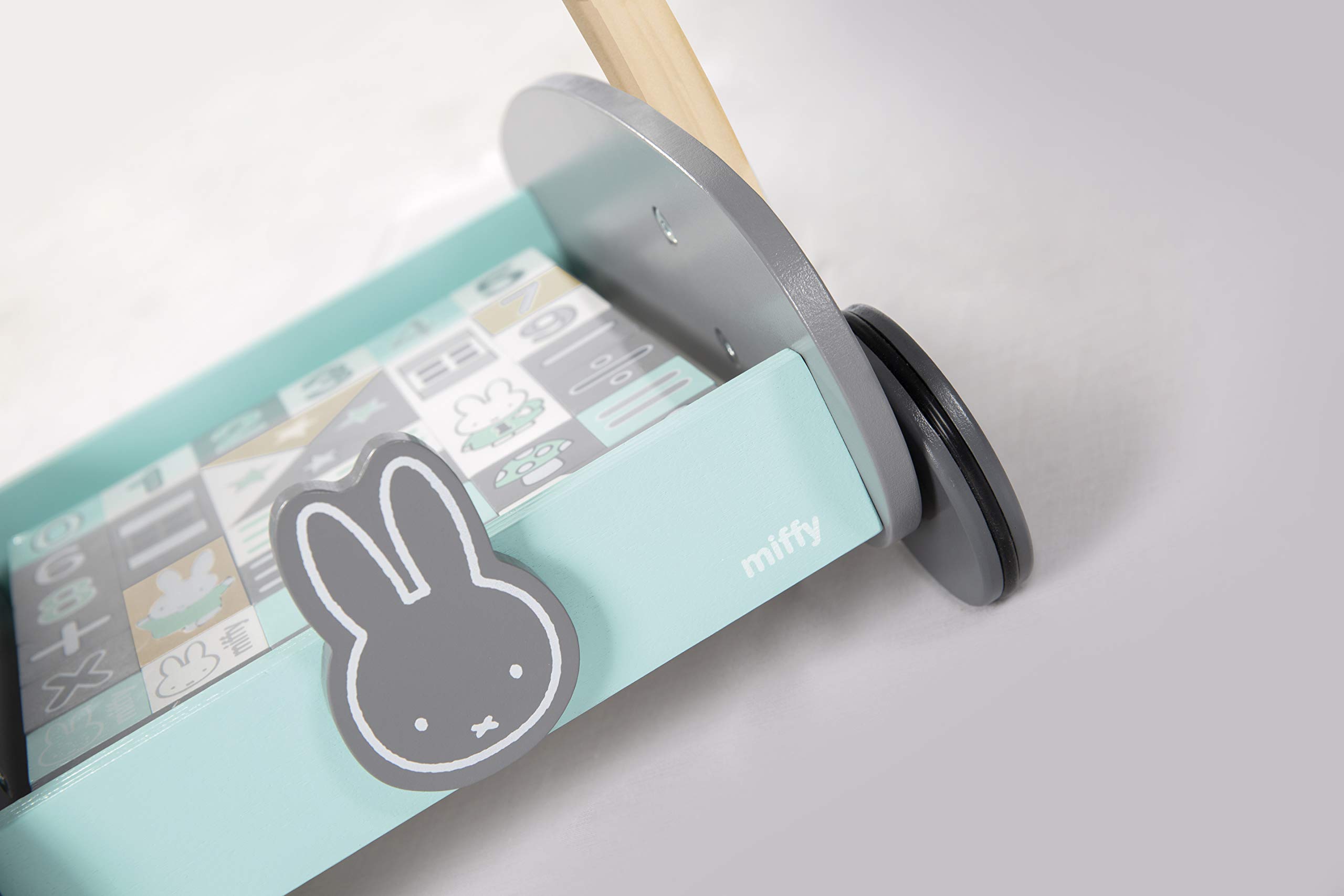 roba Schiebewagen miffy mit 35-teiligem Bauklötze-Set, Holz natur und lackiert, Griffhöhe: 45cm, BxL: 23x31cm, als Puppenwagen nutzbar
