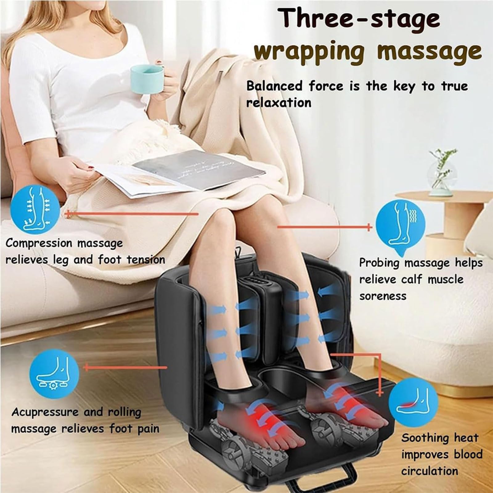 Masajeador De Pies Shiatsu Con CalefaccióN, Masaje De Tejido Profundo, Masajea Los MúSculos De Piernas Y Pies, Masajeador De Pies Con Vibración Y Compresión Regalo Para Mamá, Papá Y Amigos(Off-white)