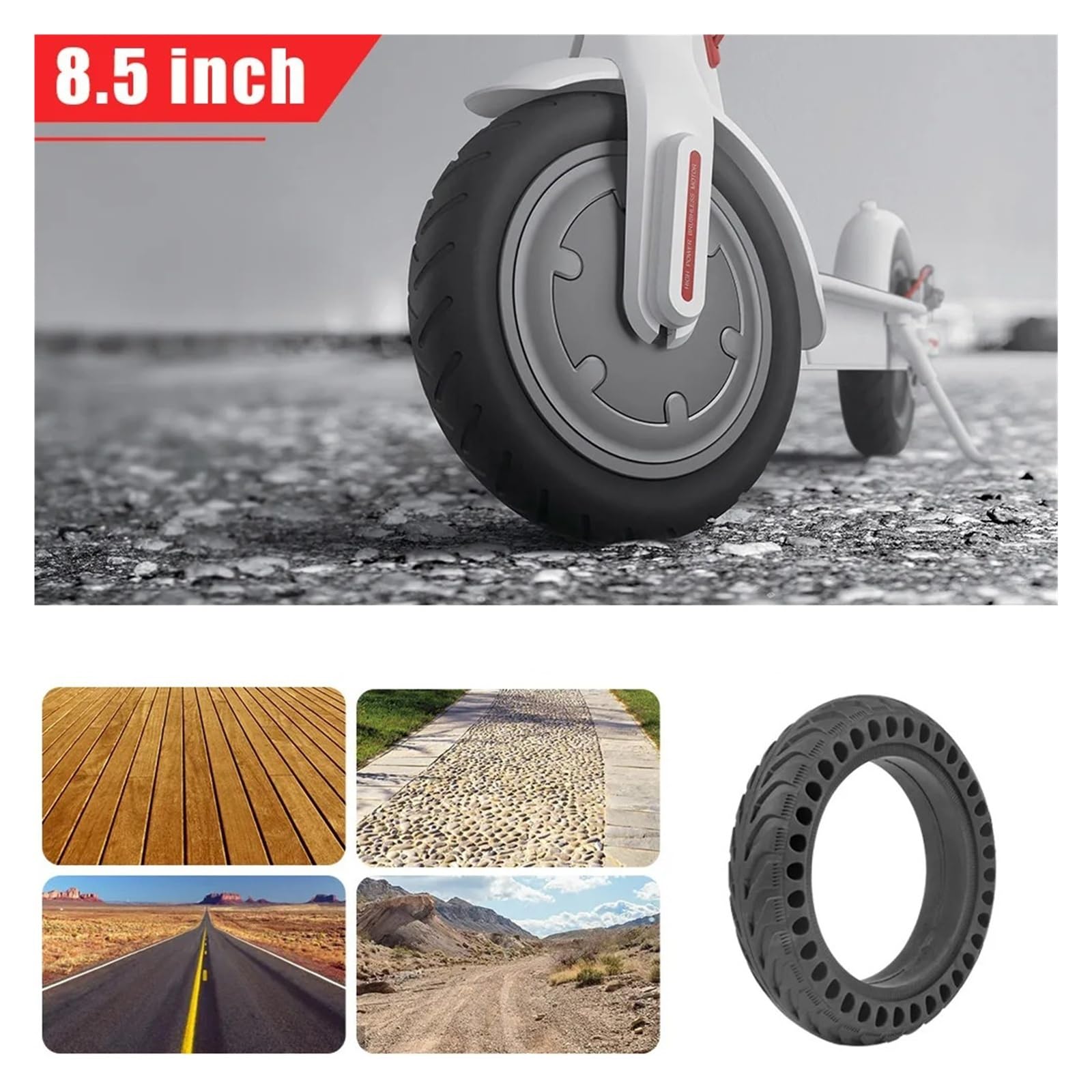 Pneu Solide for Scooter Électrique,Compatible With Xiaomi, | Compatible With Roue,for M365,for Pro,for PRO,for 1S En Caoutchouc,for Amortisseur De,for Pouces,2,8.5(Red)