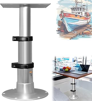 Adjustable RV Table Pedestal Stand Leg with Gas Lift, 3 Levels Pneumatic Table Leg Base Mount for Rv Marine Boat Yacht, One-Leg Lifting System Force up to 225 Lbs and Stroke 13 to 28 Inch