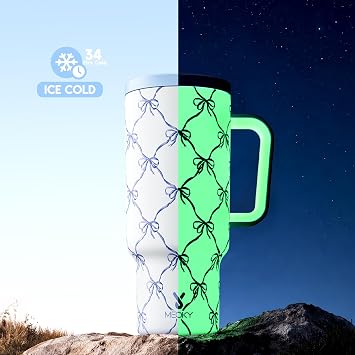 Meoky 1182ml Tumbler with Straw and Lid, Glow in the Dark Tumbler