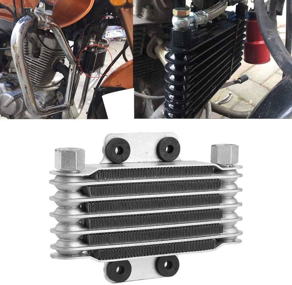 Engine Oil Cooler Kit, Aluminum Alloy 6 Row Universal Motorcycle Cooling Radiator Replacement for 125-250CC ATV Dirt Bike Motorcycle Oil Cooler Radiator System with Installation Screws Bolts