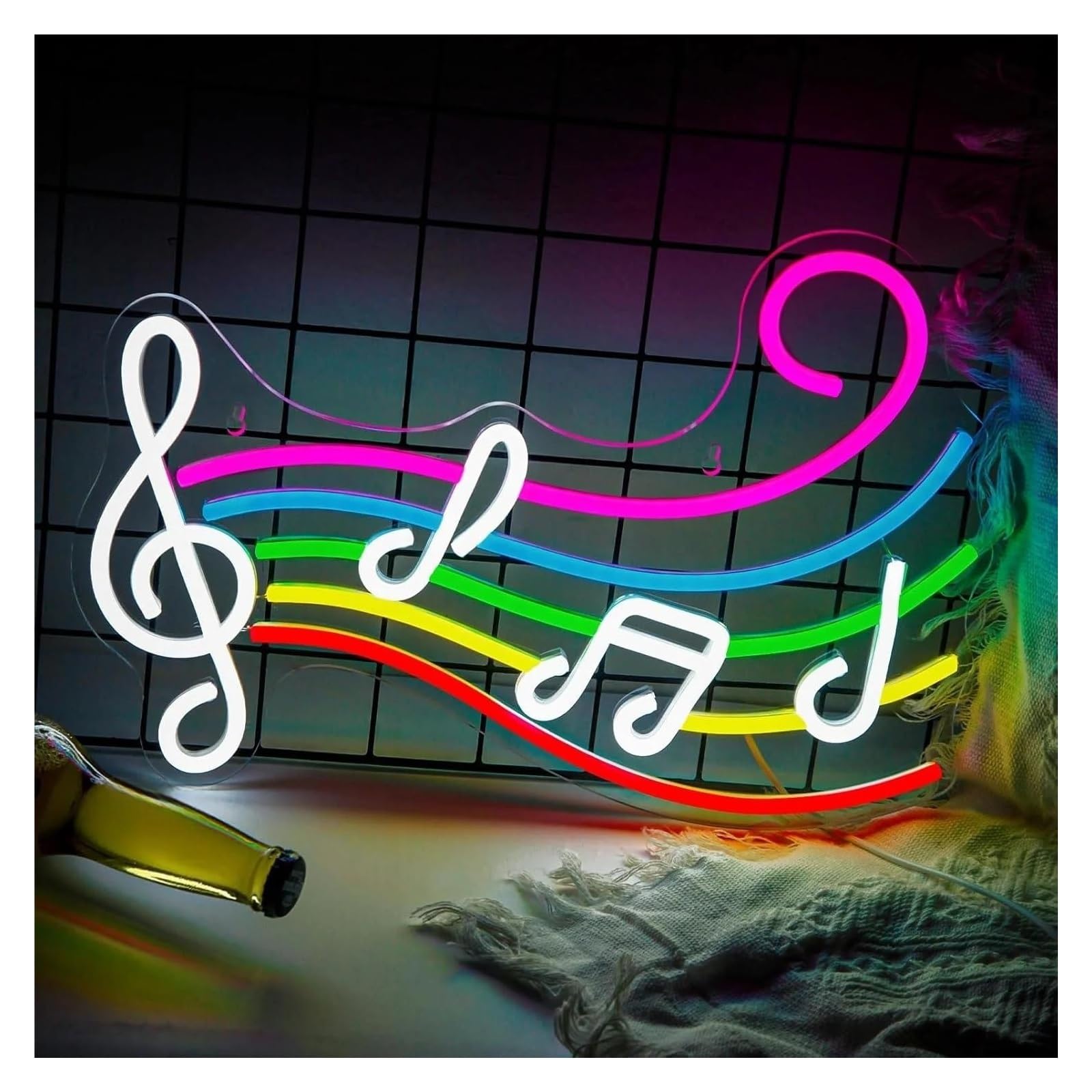 Luci al Neon Da Parete Insegne Al Neon Note Musicali, Luce Al Neon Luminosità Regolabile Alimentata Tramite USB, Adatta Per Decorazioni Da Parete Per Negozi E Case 28cmx37.5cm
