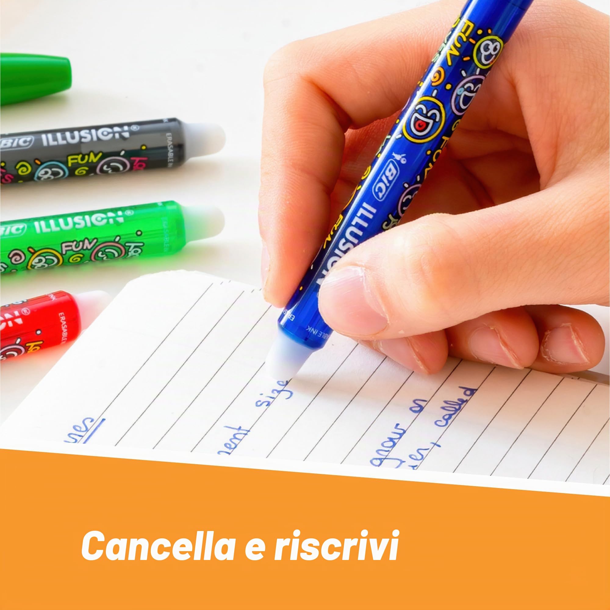 BIC Illusion Penne cancellabili e ricaricabili a punta media, 0,7 mm, inchiostro verde, confezione da 12