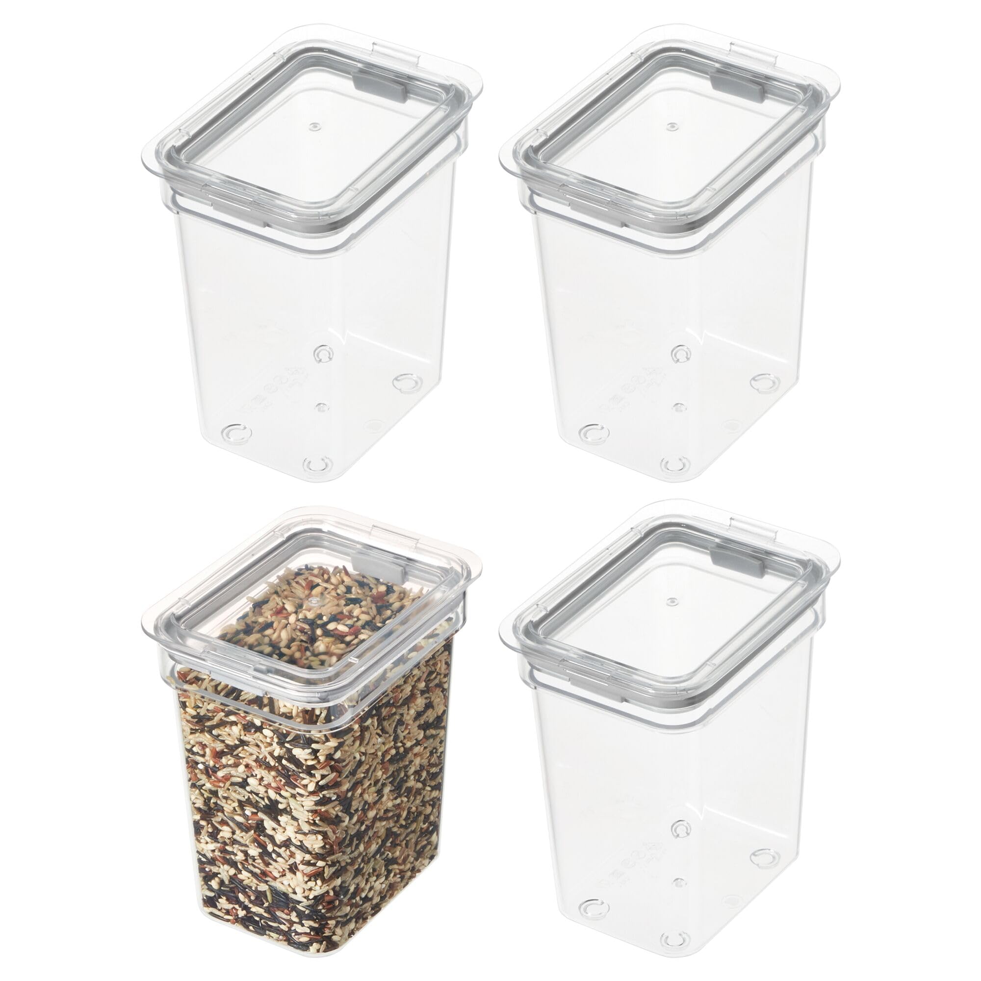 InterDesign iDesign - Set di 4 contenitori piccoli per alimenti con coperchio ermetico, per cucina o dispensa, colore: trasparente