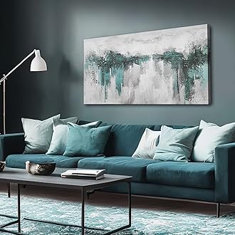 Green Wall Decor Posters & Prints/Abstract Cityscape Painting/Morden Textured Picture for Living Room Bedroom Home Office Wall Decor 24x48 Inch