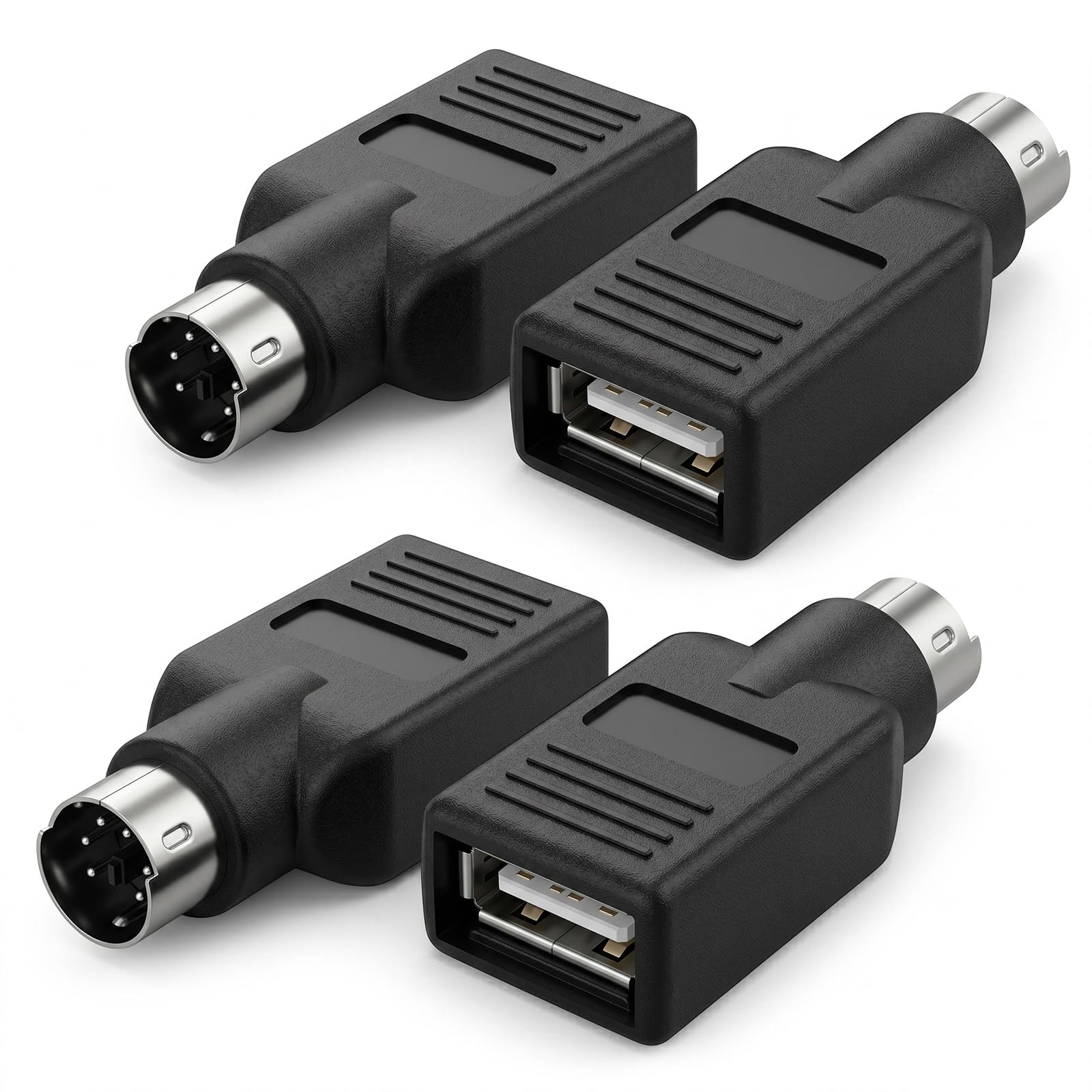 4 Pcs PS/2 to USB Adapter, Black PS/2 to USB Adapter Male to Female Keyboard Adapters USB Female to PS/2 Male Converter for Mouse Keyboard Desktop PC Laptop Notebook-image-32