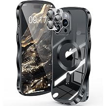 [CD Ring & Curly Wave Edge] for iPhone 15 Pro Case, 2025 Upgraded [Full Camera Protection] [Compatible with MagSafe] Plating Soft Non-Yellowing Clear Case for 15 Pro 6.1" Men Women ,Titanium Black