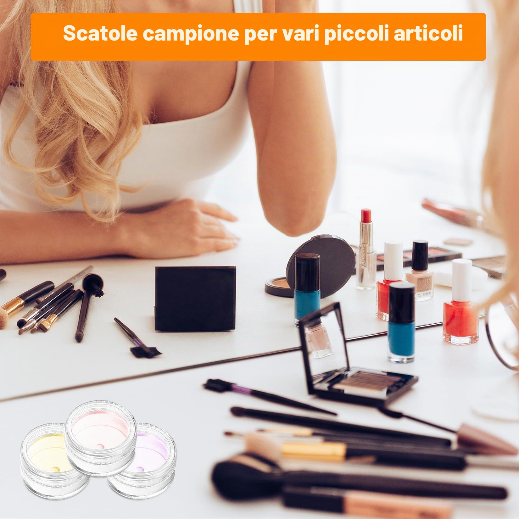 71 Pz Barattolini Plastica Piccoli con Tappo, 5ML Mini Barattoli per Campioni, Vasetti Piccoli per Cosmetici, Barattoli da Viaggio Campioncini Creme, Contenitori per Creme + Raschietto/Etichette