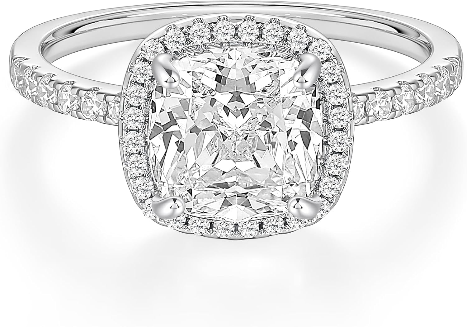 EAMTI 3.5CT 925 Sterling Silver Rings Cushion Cut Cubic Zirconia CZ Engagement Wedding Bands for Women Promise Rings for Her Size 3-11