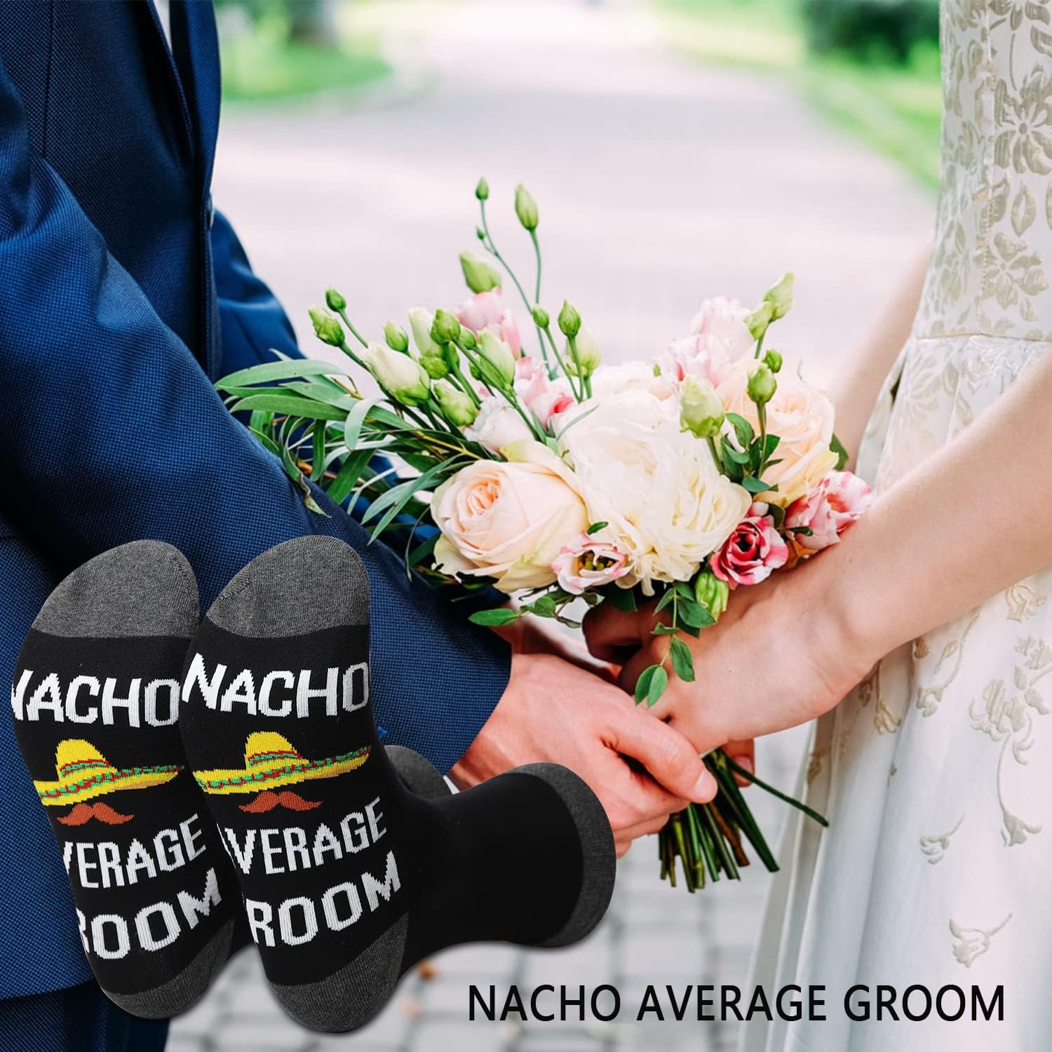 BDPWSS Funny Groom Socks Wedding Day Groom Engagement Gift Nacho Average Groom Bachelor Party Socks (nacho groom socks) image 3