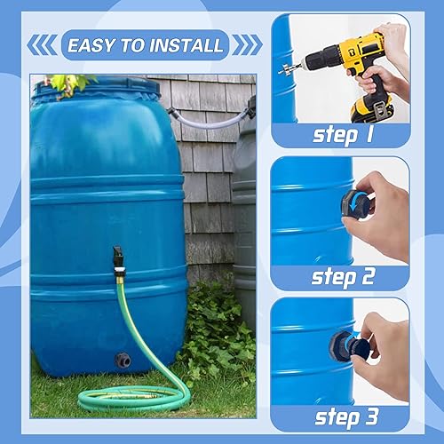 Miniatura 4 de Paquete de 2 conectores de PVC hembra de 34 pulgadas con tapón y junta de sello de silicona gruesa, kit de conector de barril de lluvia