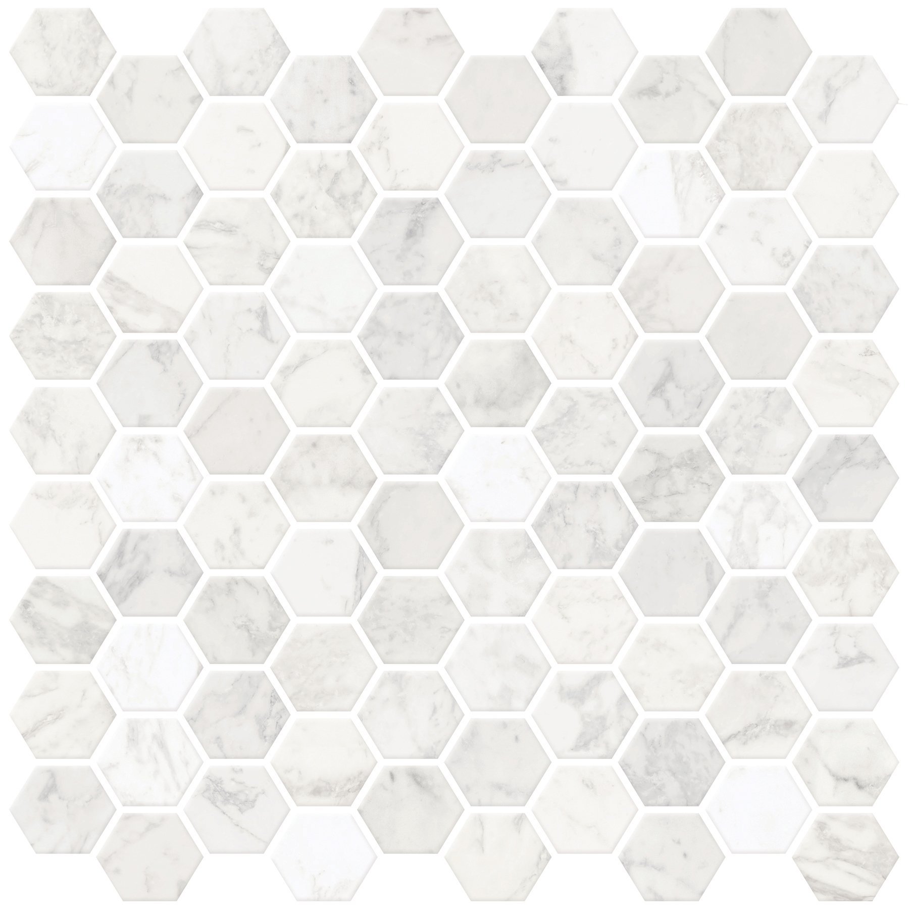In Home NH2359 Hexagon Faux Marble Peel & Stick Backsplash Tiles, White & Off-White pack of 5