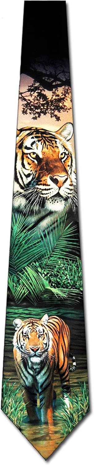 Three Rooker Tiger Ties Mens Animal Neckties Jungle Tie