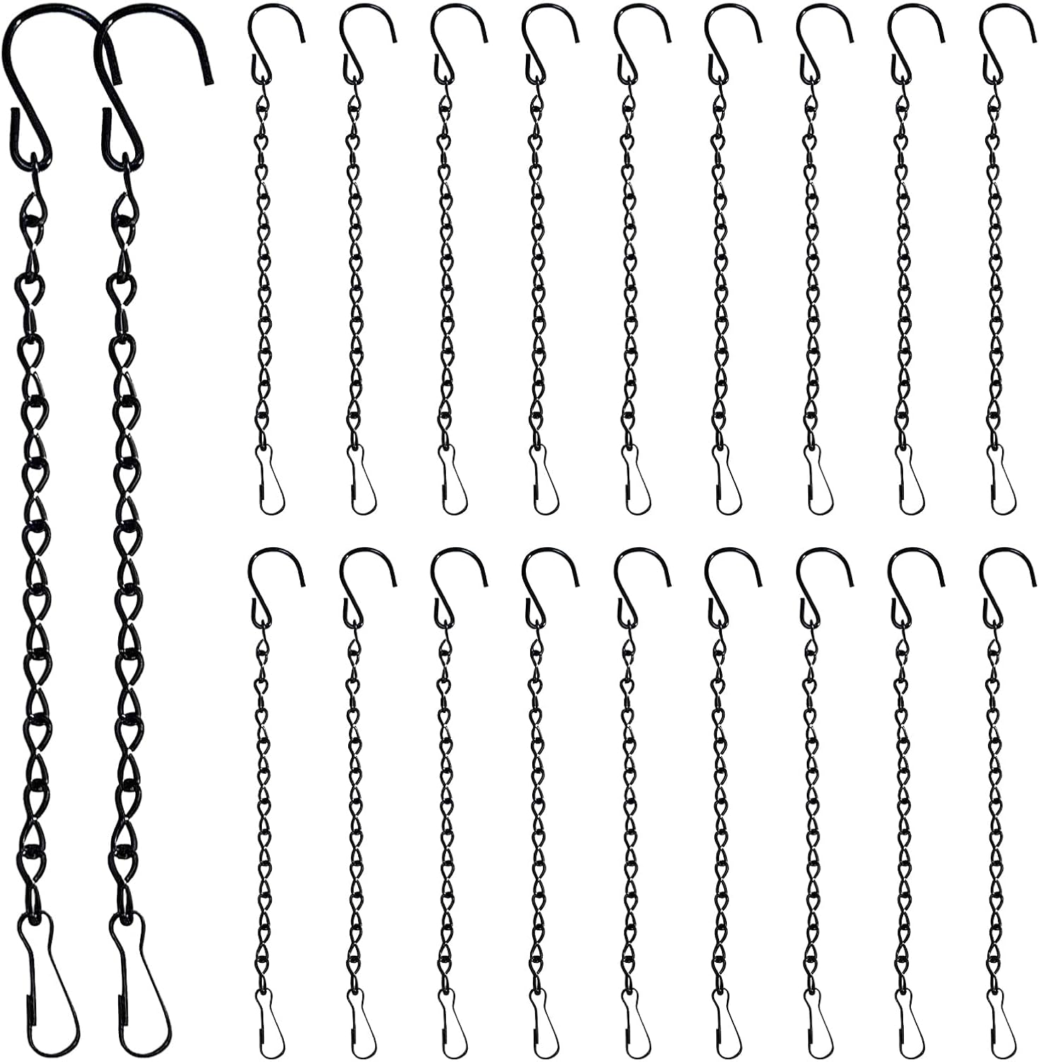 20 Pcs 9.5 Inch Black Iron Hanging Chains with Hooks Hanger | Garden Plant Hangers, Replacement Extension Chain, Hanging Bird Feeders, For Planters Basket Signs Wind Chimes Lanterns