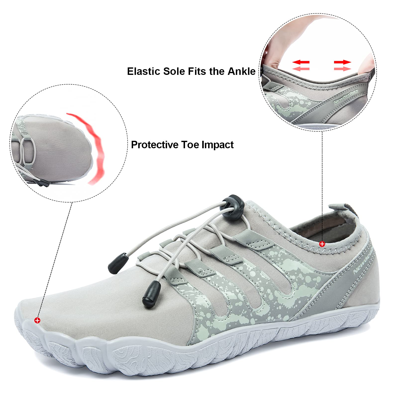 Josaywin Chaussures aquatiques pieds nus pour homme - Séchage rapide - Pour natation, plongée, surf, piscine, sports aquatiques, plage, marche à bout large