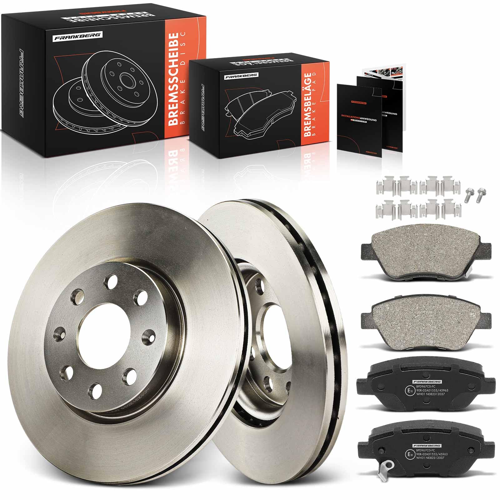 Frankberg Bremsensatz inkl. 2x Bremsscheiben + 4x Bremsbeläge Vorne Kompatibel mit Corsa D S07 Adam M13 Corsa D Kasten/Schrägheck S07 Replace# 95521571
