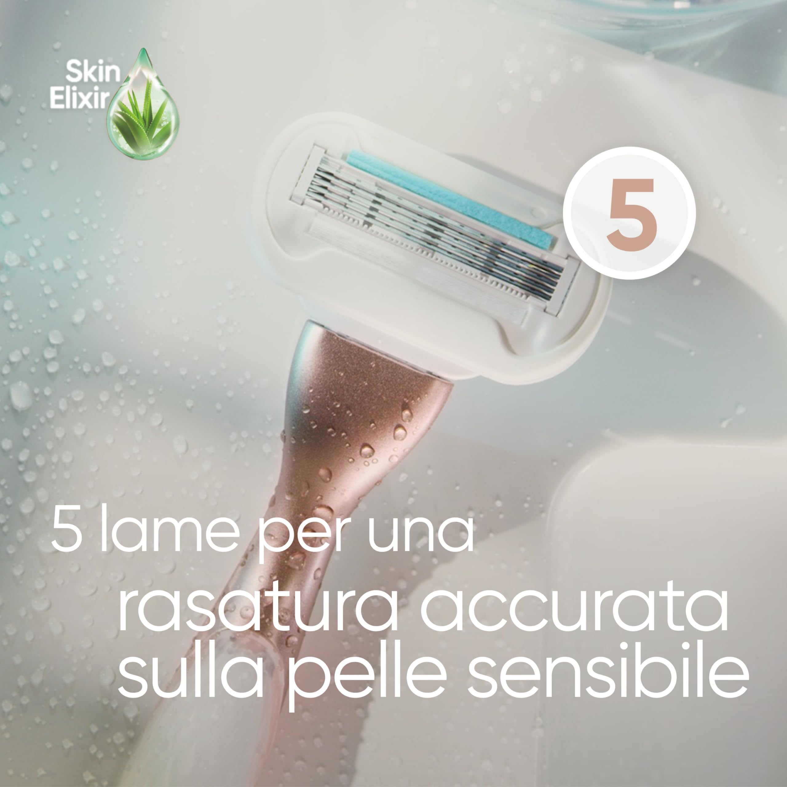 Gillette Venus Deluxe Rasoio Donna Smooth Sensitive, 10 Lamette Donna di Ricambio (da 5 Lame), per una Rasatura Fluida Profonda Duratura, con Striscia Idratante, Skin Cushion, Idea Regalo