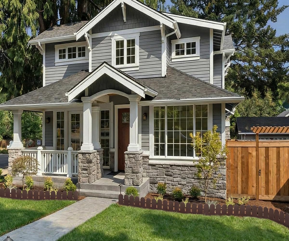 Landscape Edging Border 5.5IN x 20FT with 30pcs Anchoring Spikes,Garden Borders Edging Arched Design for Tree,Flowerbed,Yard,Path Way,Decorative Landscaping Fence Liner Lawn Edge Barrier -Brown