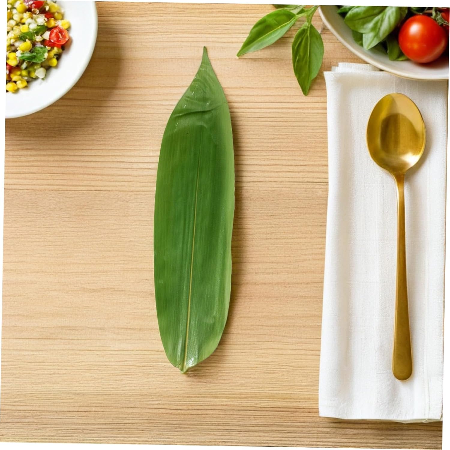 BESTYASH 100pcs Bamboo Leaf Dish Decor for Sushi and Sashimi Plates
