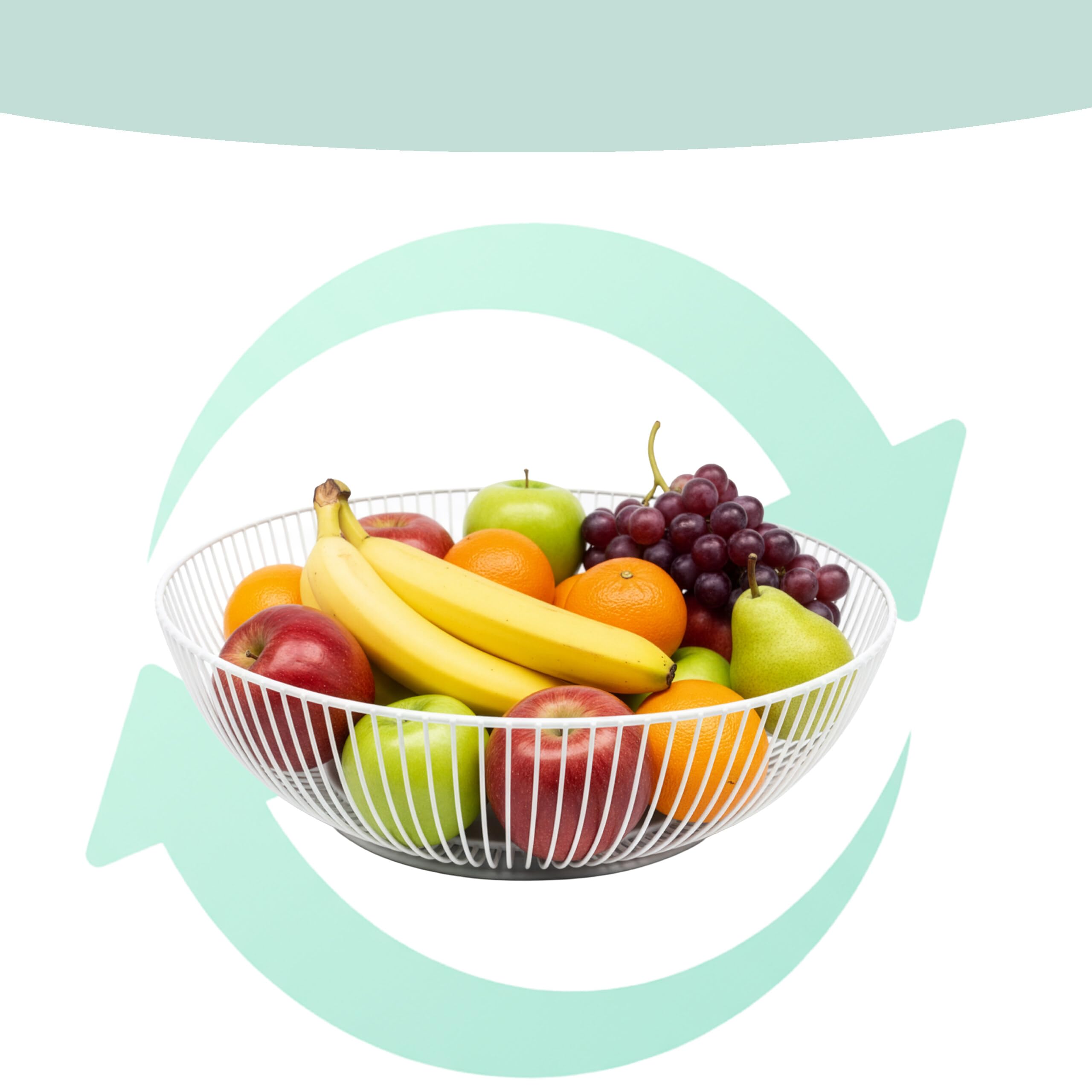 Relaxdays Cestino per Frutta in Metallo, Rotondo, HxD: 8 x 28 cm, Moderno, Bianco, Fruttiere