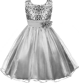 Girls Dresses Sequin Flower Girls Party Dress Bridesmaid Ball Gown Wedding Tulle 3-10 Years - Buy now