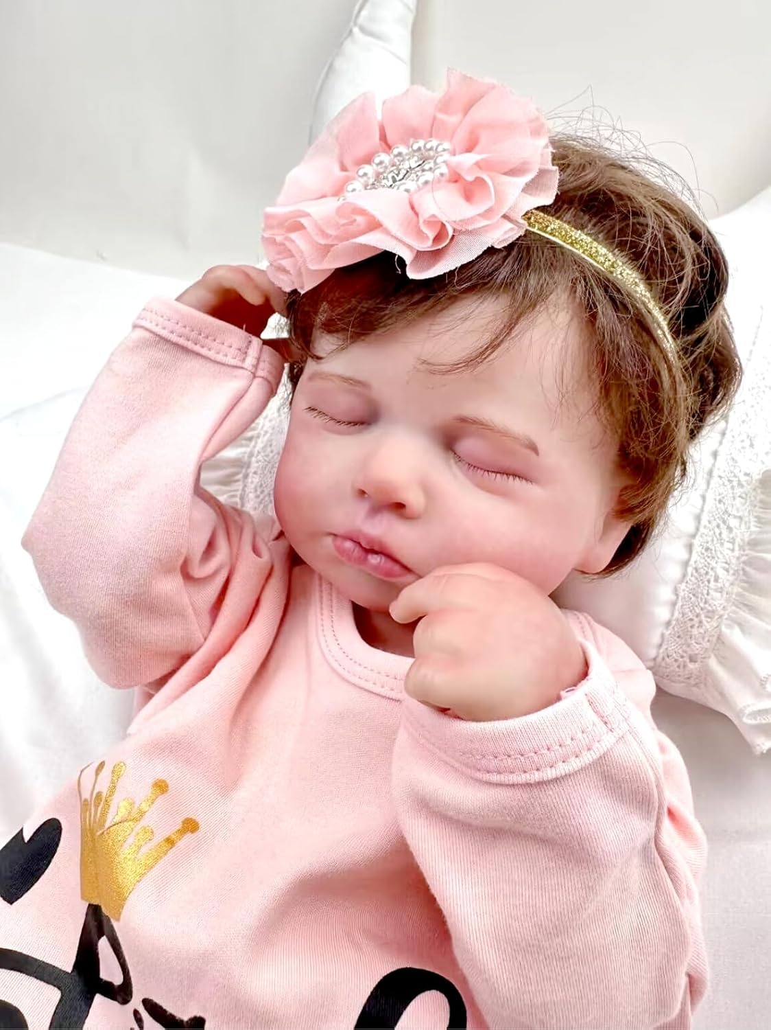 Bow Dream Newborn Baby Girls Gown Flower Headband Set Soft Cotton Infant Sleeper Baby Sleep Gown with Mittens