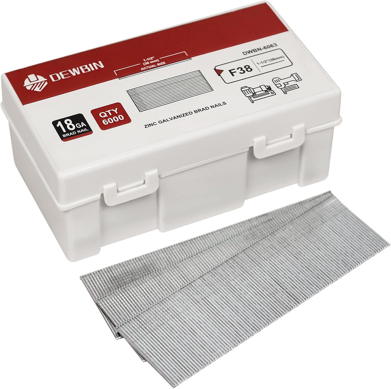 18 Gauge Brad Nails, 12000 Counts 1-1/2-inch 18 GA Brad Nails, Galvanized Nails for Nail Gun, Finishing Nail Gun Nails for Pneumatic, Electric Brad Nailer Gun