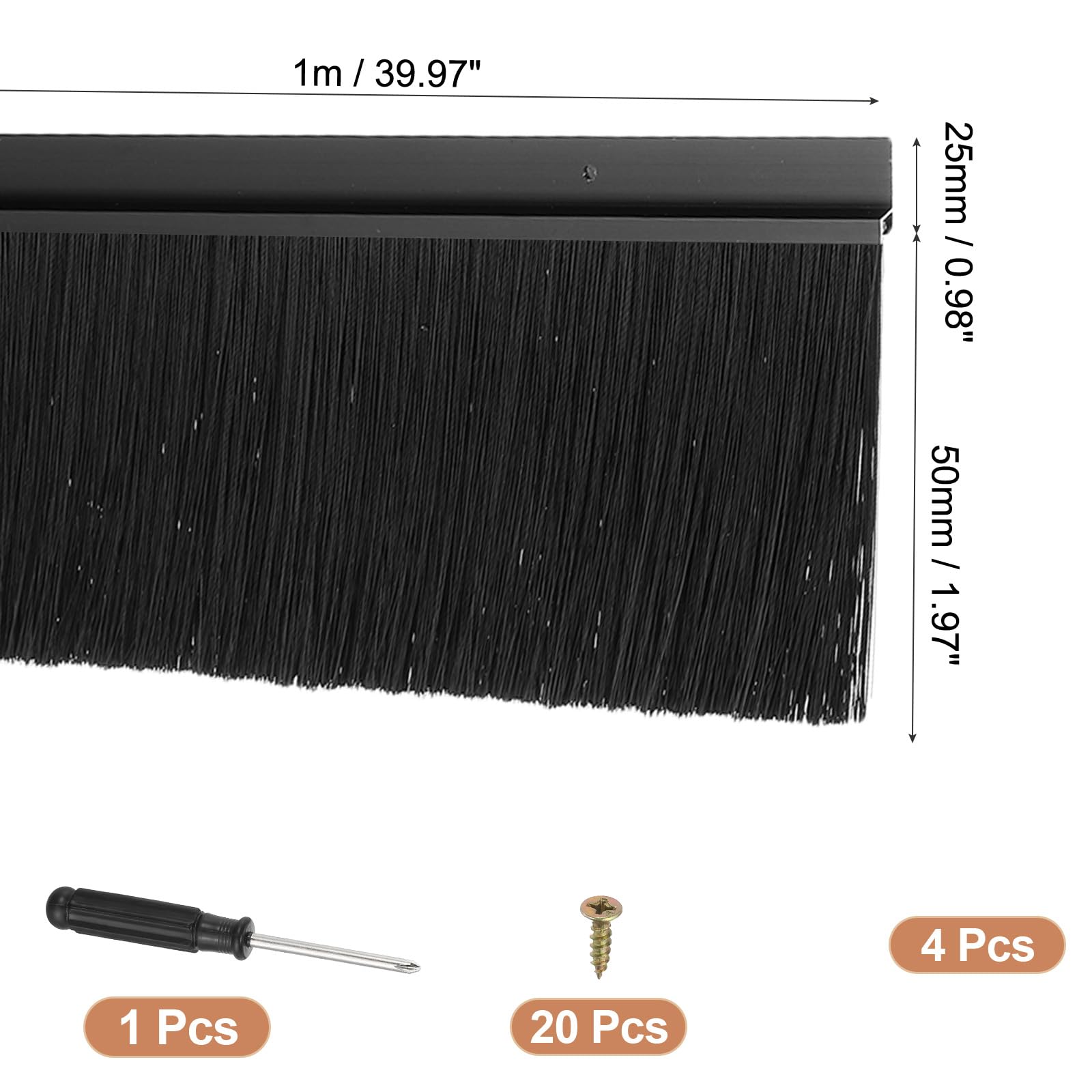 PATIKIL Door Brush Sweeps 1.97" Bristles x 39.37" Long - Image 2