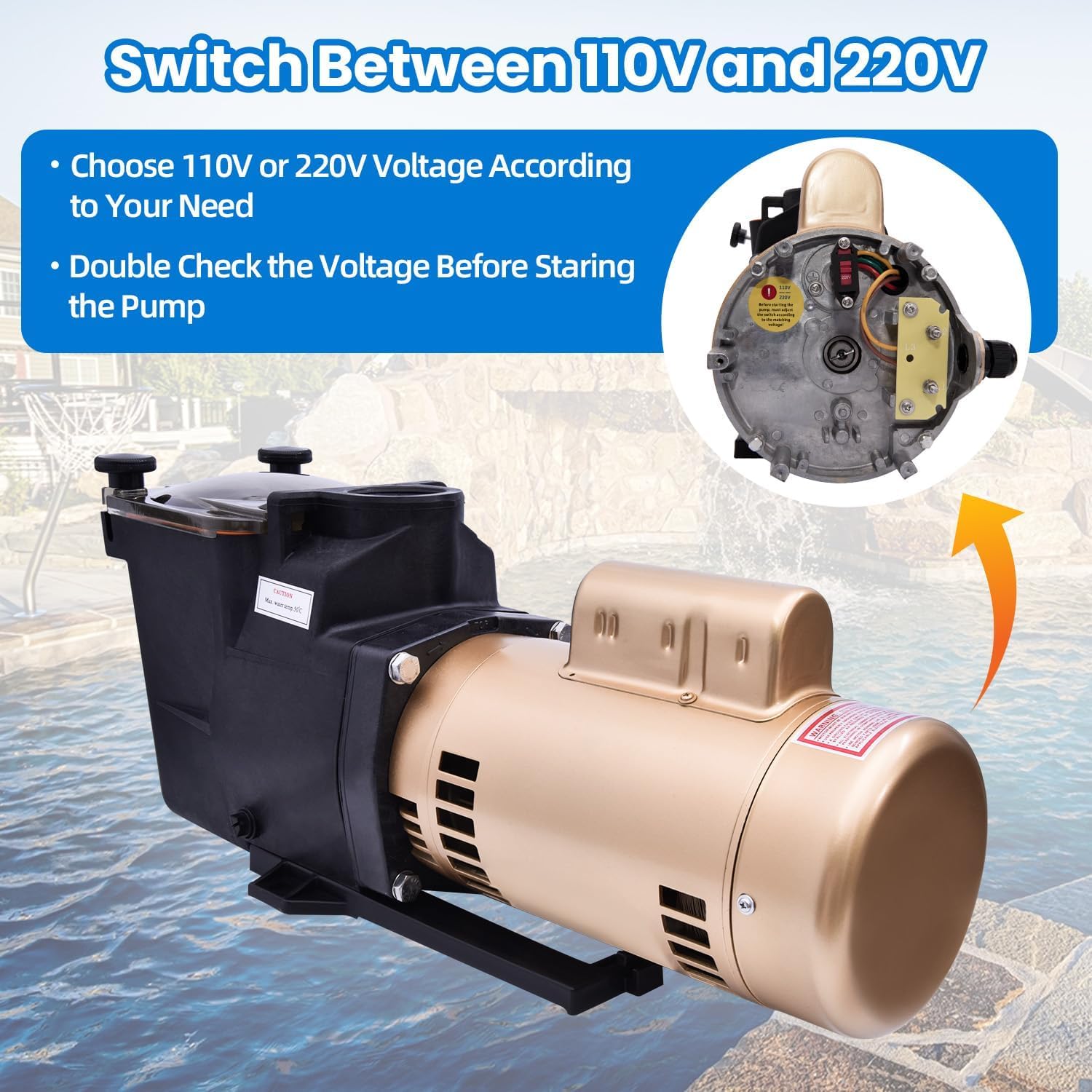 W3SP2610X15 Super Pump 1.5HP Single-Speed High Performance Pool Pump 110V/220V Compatible with Hayward for In-Ground Pool Pumps 2’’ Water Inlet/Outlet Diameter Energy Efficiency for Its Class