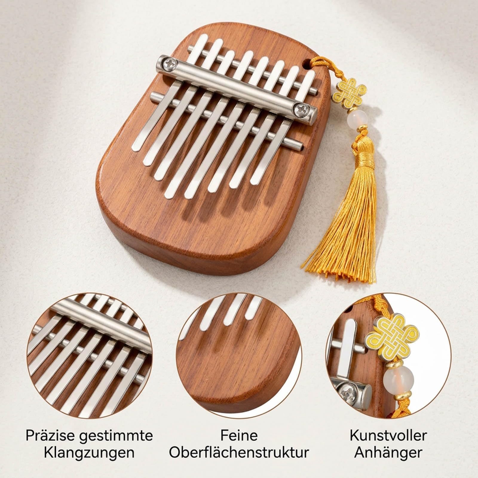 3 Stück Kalimba, Musikinstrument Set Mit Daumenklavier, Klöppel Und Anhänger, Klangvoll Und Einfach Zu Spielen, Kompakt Und Tragbar, Perfekt Für Anfänger Und Musikliebhaber Im Alltag