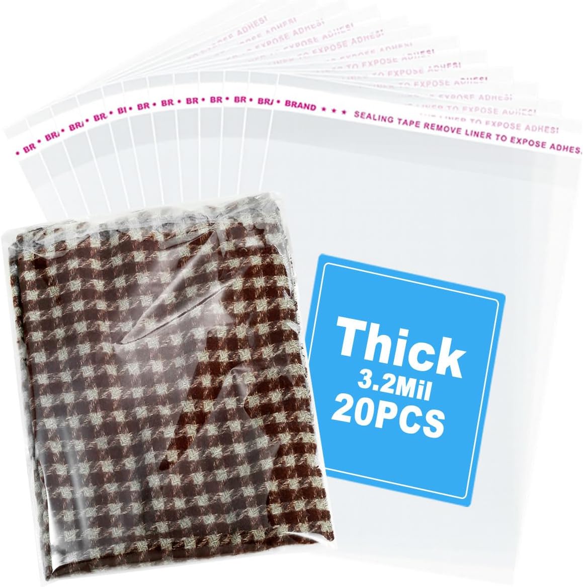RONSBILL 100 PCS 18x24 Inches Thick 3.2Mil Self Sealing Clear Cellophane Plastic Bags Self Adhesive Large Resealable Cello Bags Packaging Clothing Gifts Artwork Poly Bag