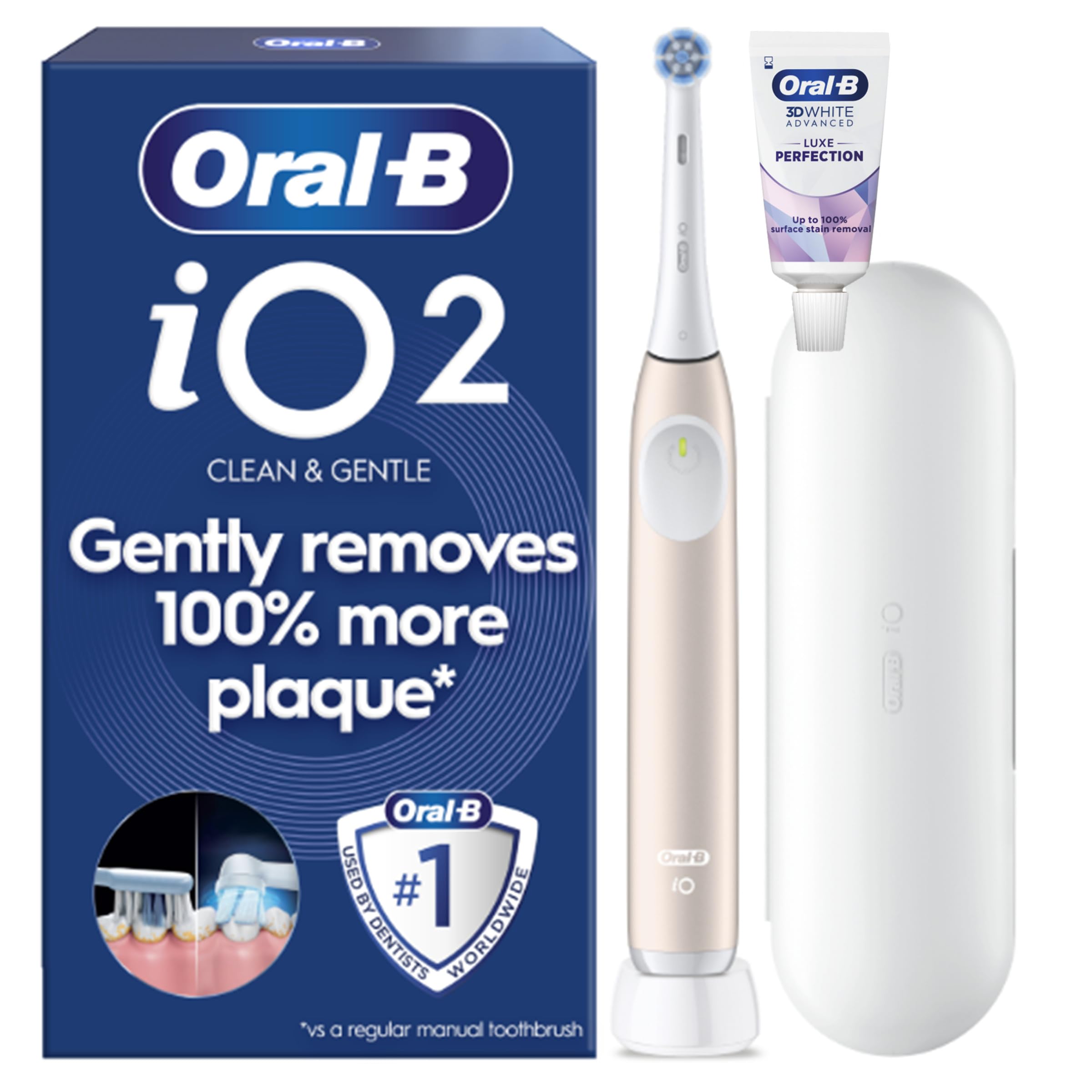 Oral-B iO 2 Electric Toothbrush, Calm Pink, Includes Toothpaste