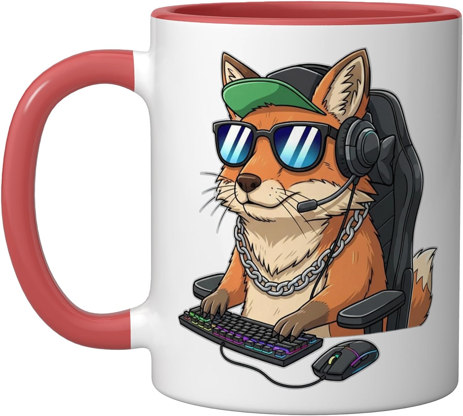 Fox Gamer Funny Gaming Foxes Play Video game Lover Ceramic Mug, White, 15oz image 5