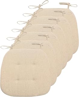 Cojines Para Sillas De Cocina Con Lazos,cojines Para Sillas Para Sillas De Comedor 43x41cm,cojines Para Sillas De Doble Cara Para Comedor,cojines De Asiento Antideslizantes(Size:Pack of 6,Color:Beige)