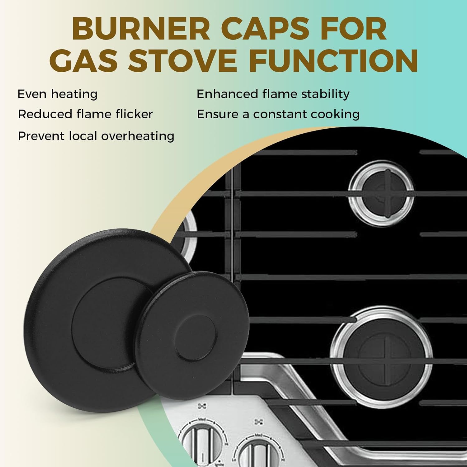 Gas Stove Burner Caps W10832694 for Whirlpool Stove, Cooktop Surface Burner Cap Set of 5, Replacement W10597133 AP5988633 PS11727796 4363154