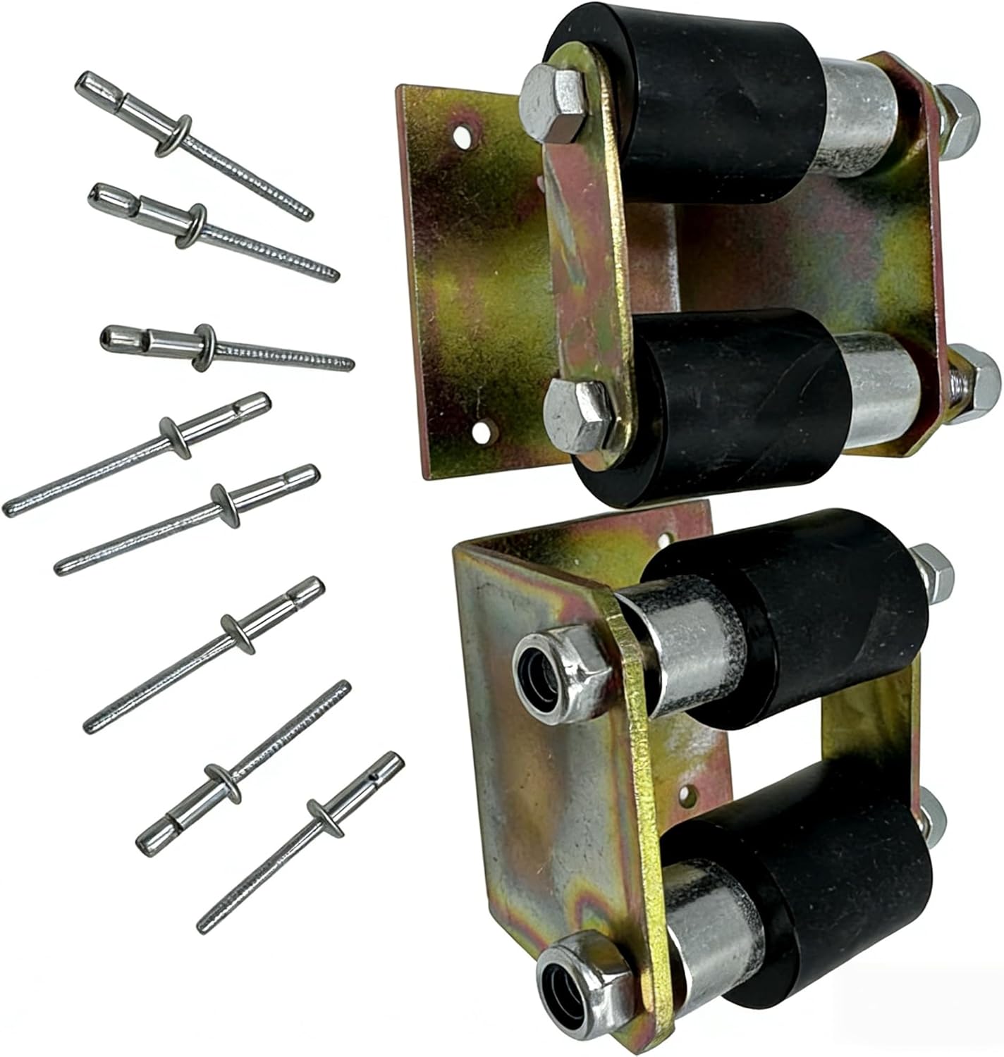 Fits FOR Peterbilt 379 Lower Roller Bracket Kit with Rollers and Hardware, Both Sides, Galvanized Steel, Bolt-On Installation replace 13-04401M002,13-03593,13-04667,13-04413SPL,13-04401M001
