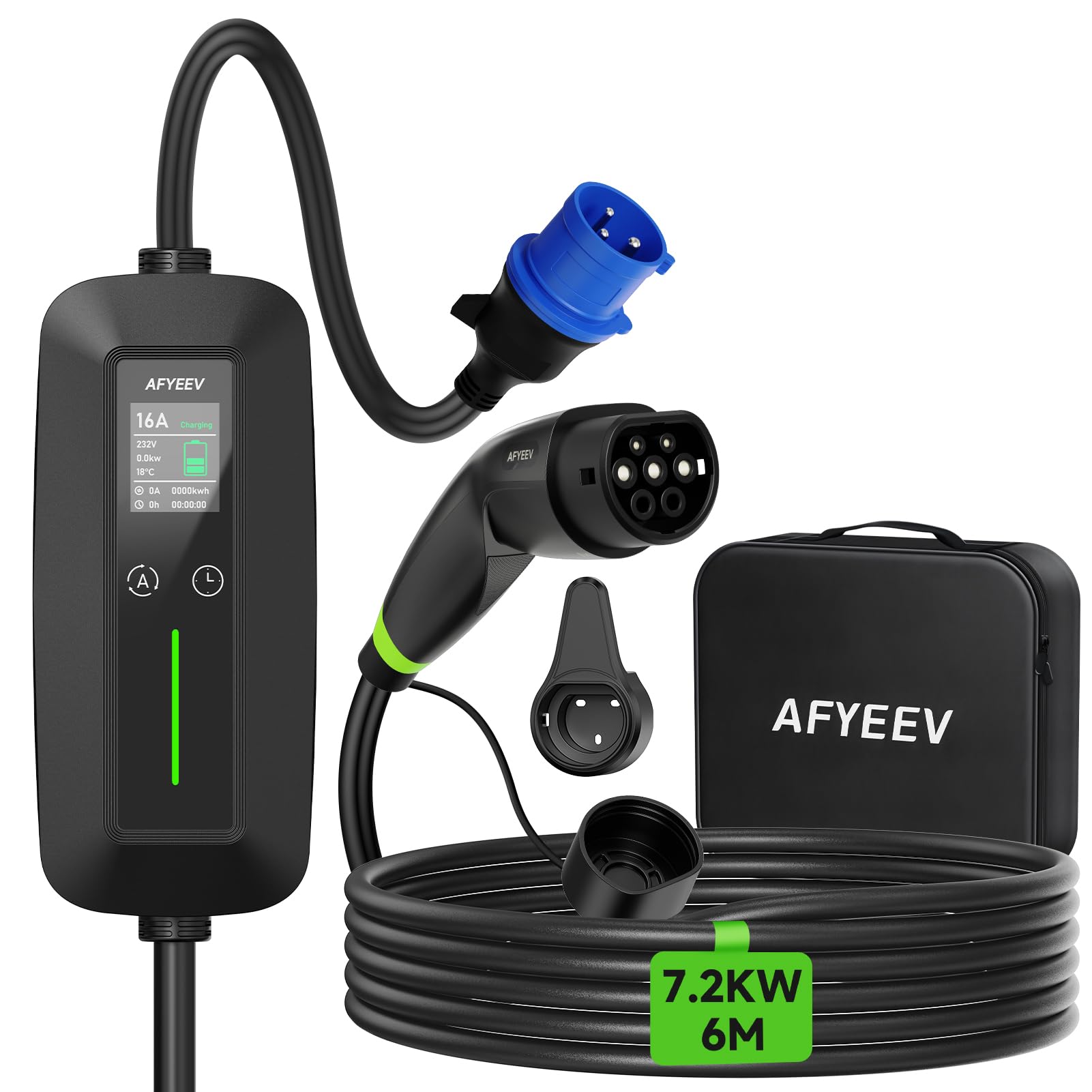 AFYEEV 7.2kW 5M Type 2 Charging Cable, 6/8/10/13/16/20/24/32A - Want It All
